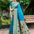 Sky blue woven floral silk blend zari weaving paithani saree