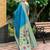 Sky blue woven floral silk blend zari weaving paithani saree
