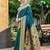 Deep teal woven floral silk blend zari weaving paithani saree