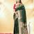 bottle green katan banarasi silk blend saree with gold zari weaving