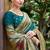Deep teal woven floral silk blend zari weaving paithani saree
