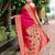 Hot pink woven floral silk blend zari weaving paithani saree