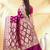 magenta katan banarasi silk blend saree with gold zari brocade weaving
