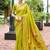 Light green woven floral silk blend zari weaving paithani saree