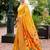 Orange woven floral silk blend zari weaving paithani saree