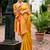 Orange woven floral silk blend zari weaving paithani saree