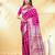 rani pink katan banarasi silk blend saree with silver zari weaving