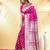 rani pink katan banarasi silk blend saree with silver zari weaving