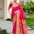 Hot pink woven floral silk blend zari weaving paithani saree