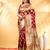 crimson red katan banarasi silk blend saree with gold zari leaf motif