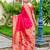Hot pink woven floral silk blend zari weaving paithani saree