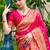 Hot pink woven floral silk blend zari weaving paithani saree