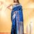 royal blue katan banarasi silk blend saree with silver zari work