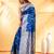 royal blue katan banarasi silk blend saree with silver zari work