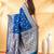 royal blue katan banarasi silk blend saree with silver zari work