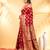 dark red katan banarasi silk blend saree with antique gold zari weaving