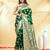 green katan banarasi silk blend saree with silver zari buta