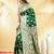 green katan banarasi silk blend saree with silver zari buta