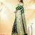 green katan banarasi silk blend saree with golden zari and buta design