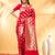 red dual tone katan banarasi silk blend saree with golden zari buta