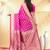 pink katan banarasi silk blend saree with gold zari buta