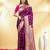 violet katan banarasi silk blend saree with gold zari weaving