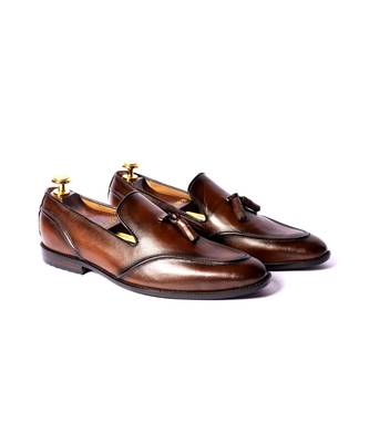 Brown solid loafers 1