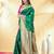 green dual tone katan banarasi silk blend saree with gold zari weaving