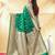 green dual tone katan banarasi silk blend saree with gold zari weaving