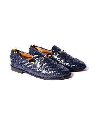 Blue solid loafers 1