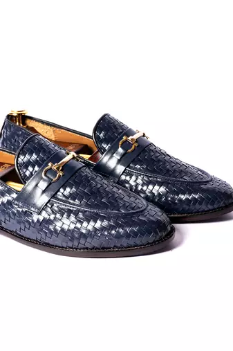 Blue solid loafers