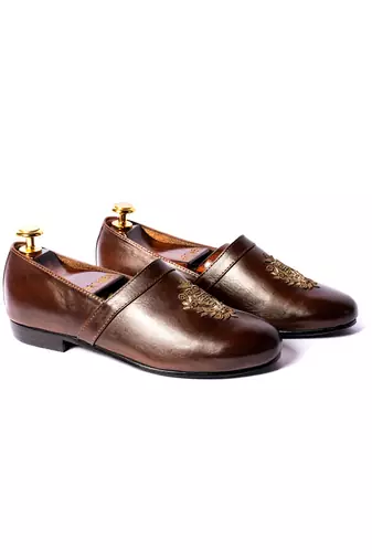 Brown woven loafers