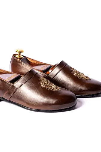Brown woven loafers