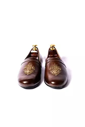 Brown woven loafers