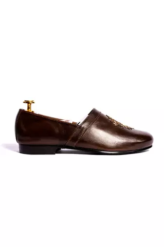 Brown woven loafers