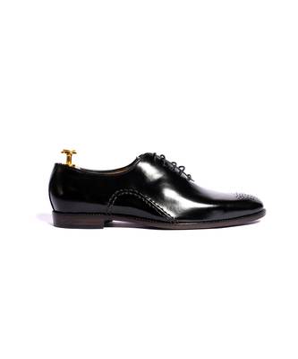 Black solid oxford shoes 4
