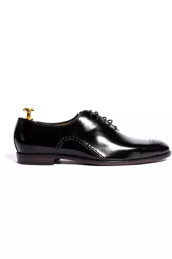 Black solid oxford shoes