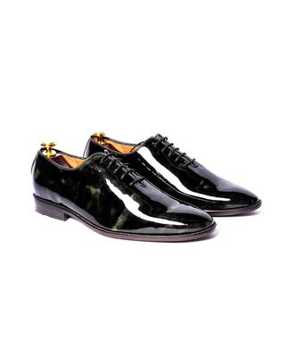 Black solid oxford shoes 1