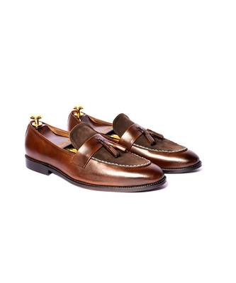 Brown solid loafers 1