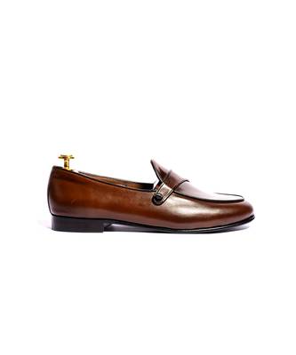 Brown solid loafers 4