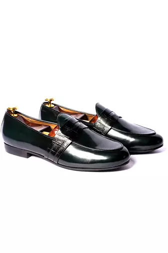 Green solid loafers