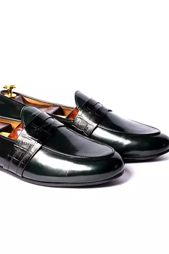 Green solid loafers
