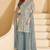 Grey real georgette heavy thread embroidery hand seroski with sequins work top-palazzo with dupatta