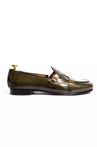 Green solid loafers