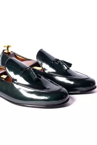 Green solid loafers