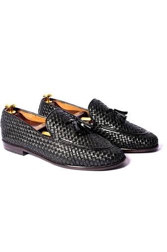 Black woven loafers