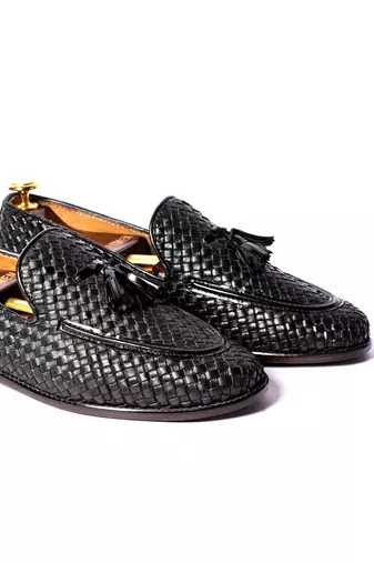Black woven loafers