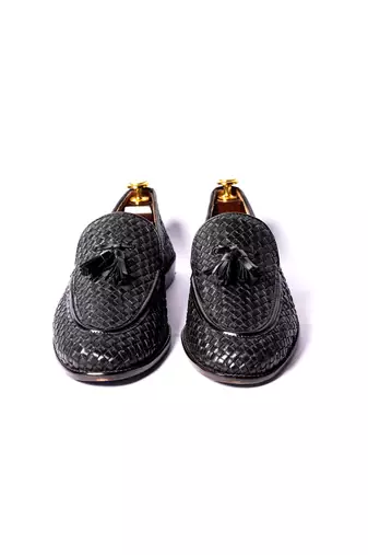 Black woven loafers