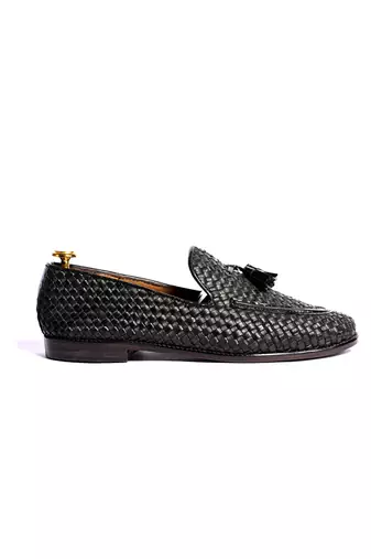 Black woven loafers