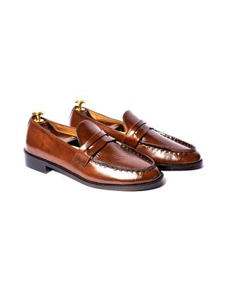 Tan  solid loafers 1